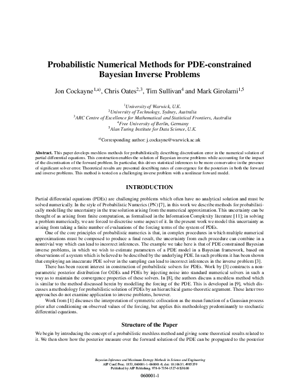 Probabilistic numerical methods for PDE-constrained Bayesian inverse problems