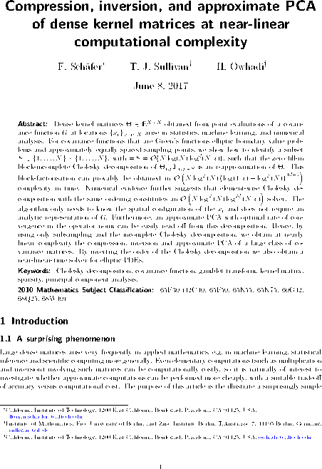 Compression, inversion, and approximate PCA of dense kernel matrices at near-linear computational complexity